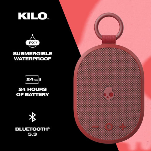 Skullcandy Kilo Wireless Bluetooth Speaker, IPX7 Waterproof Mini Speaker with 24 Hour Battery and True Wireless Pairing