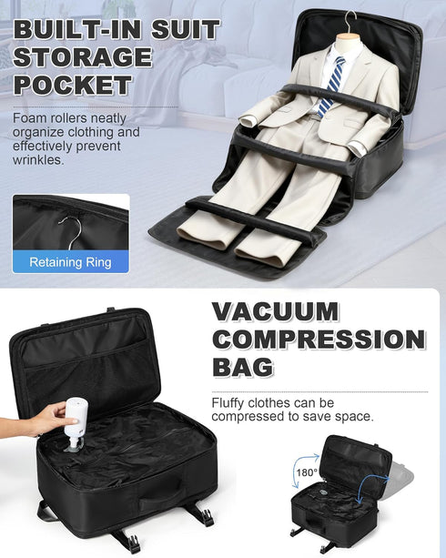 VGCUB Backpack Vacpack Daypack Vacuum Travel with Suit Bag and Air Pump Compression Carry on Flight Approved Laptop