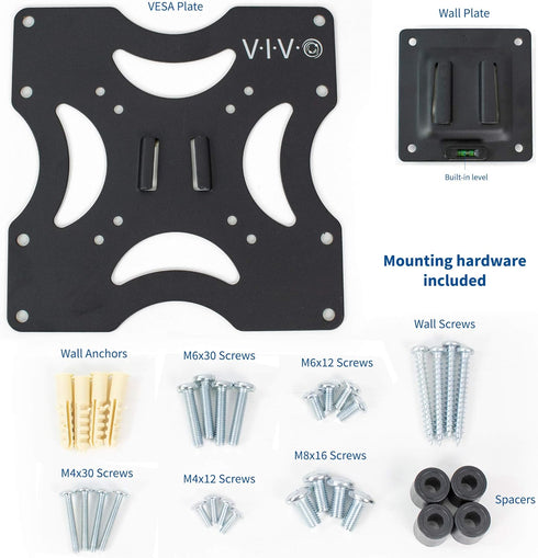 VIVO Basic TV Wall Mount Bracket for 23 to 37 inch Screens, Max 200x200mm VESA with Removable Mounting Plate, Black,
