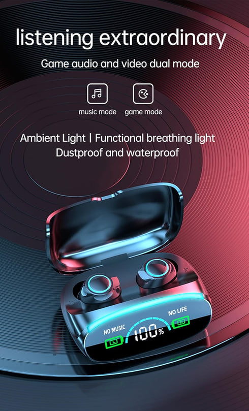 True Wireless Earbuds, 2024 Bluetooth Headphones 5.3 Earbuds, Waterproof Touch Control Ear Buds in-Ear Built-in Mic, with LED Power Display, IP7 Waterproof Earphones Sport Headset - Model 14