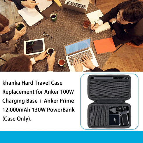 khanka Hard Travel Case for Anker 100W Charging Base + Anker Prime 12,000mAh 130W PowerBank (Case Only)