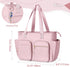 Teacher Tote Bag for Women, Large Utility Bag with Laptop Compartment, Pink (Empty Bag, Patent Design)