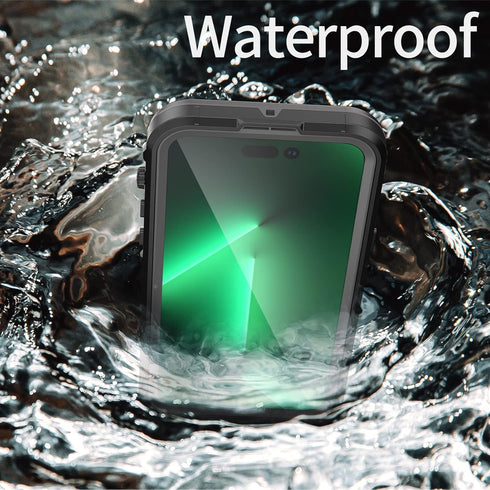 Waterproof Case for iPhone 14 Pro Max, Black, Snowproof & Shockproof with Built-in Screen Protector