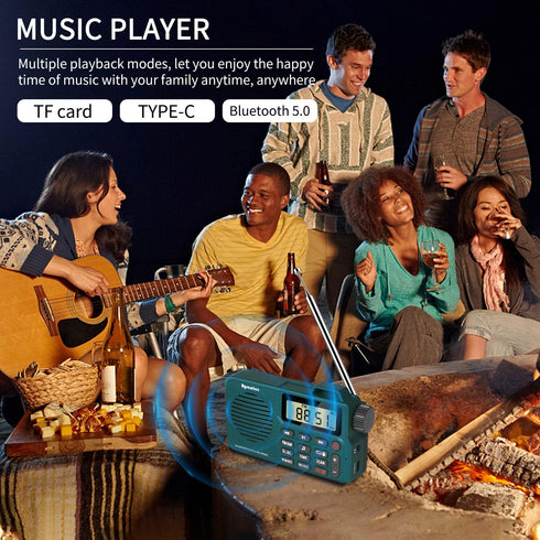 Portable AM/FM Radio, Digital Bluetooth 5.0 Radio Speaker with Alarm and Sleep Function, Large Display
