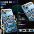 iPhone 13 Phone Case, Sierra Blue Cool Skull Skeleton Gothic Hollow Design for Men & Women