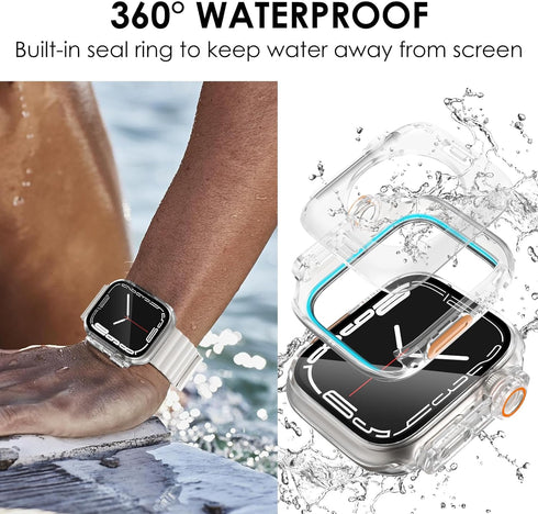 Ultra Look - Fullife 2 in 1 Compatible with Apple Watch Case Series 6 44mm, Waterproof Screen Protector, Front & Back