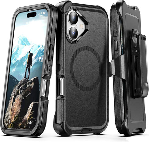 TUTUKII for iPhone 17 Case with Belt Clip Holster, Anti-Shock, Anti-Slip, Compatible with