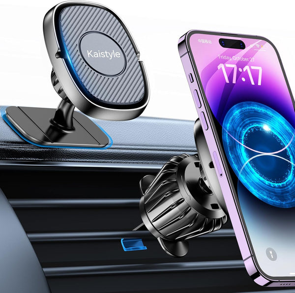 Magnetic Phone Holder for Car, Dash + Vent iPhone Magnetic Mount for Cell Phone, Super Magnets for All Smartphones &