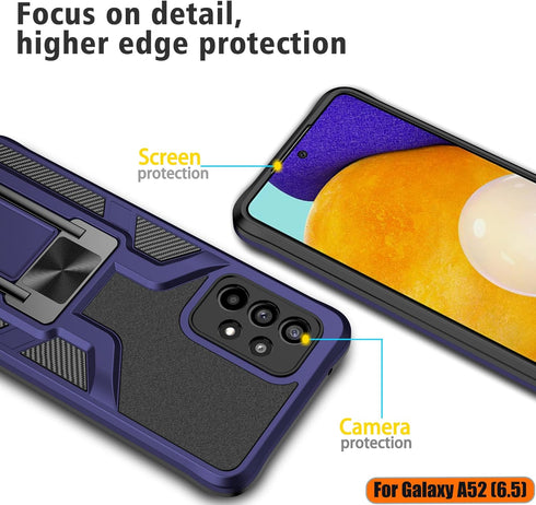 LMDAMZ Heavy Duty Military Grade Shockproof Kickstand Case for Samsung Galaxy A52(5G) (Blue), Double Protection (TPU+PC)