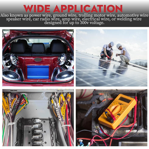 100FT 10 Gauge Wire (50ft Each- Black/Red) with 4 40A Fuse Holder, Copper Clad Aluminum for Automotive Power & Ground