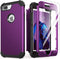 IDweel iPhone 8 Plus Case with Tempered Glass Screen Protector, 3 in 1 Shockproof Slim Hybrid Heavy Duty Cover, Navy