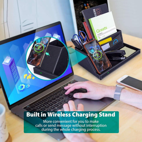 Fast Wireless Charging Station with Desk Organizer for iPhone 16/15/15 Pro/14/14 Pro Max/14 Pro/14 Plus/13/13 Pro