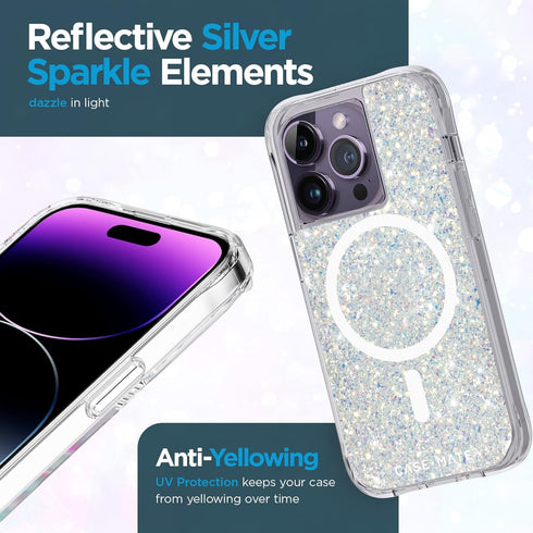 Case-Mate iPhone 14 Pro Case - Twinkle Stardust, 10FT Drop Protection, Compatible with MagSafe, Anti-Scratch, Slim Fit