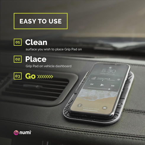 Numi Grip Pad - Sticky Pad for Smartphones, Cell Phone Holder, No Adhesive, Magnets, and Suction Cups - Sticks to
