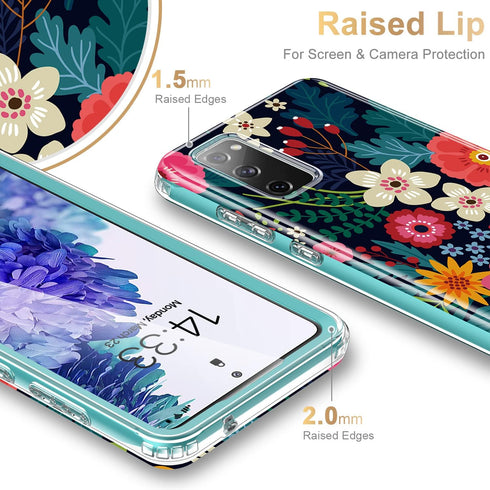 Esdot Protective Case for Samsung Galaxy S20 FE, Built-in Screen Protector, Fashionable Designs for Women Girls, 6.5"