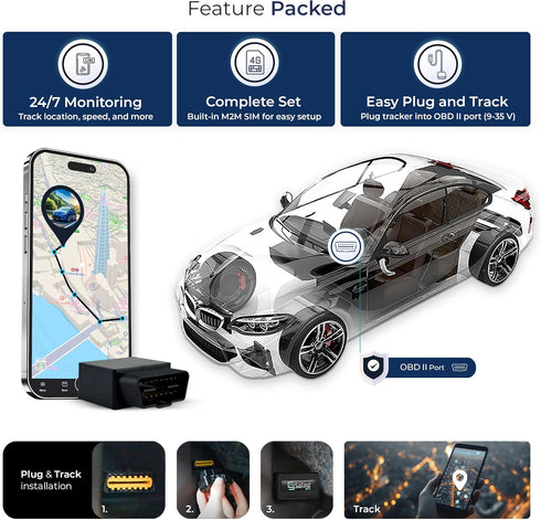 Salind GPS 4G 9-35V LTE OBD Fleet and Vehicle Tracker Hidden Car, Truck, Trailer Locator with Real-Time Monitoring