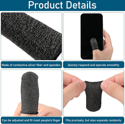 Geyoga 40 Pieces Gaming Finger Sleeves, Mobile Gaming Thumb Protectors (Black)