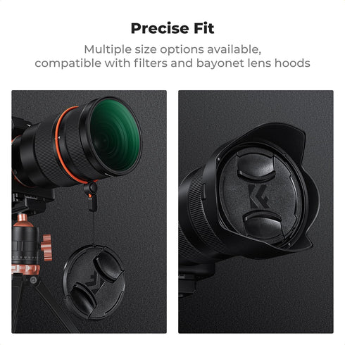 K&F CONCEPT 43mm 4-in-1 Pinch Lens Cap Cover, Center Lens Cover + Anti-Loss Keeper Leash + Microfiber Cleaning Cloth