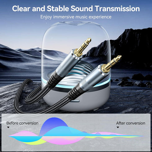 AUX Cable 10ft, 3.5mm Audio Cable Male to Male 10 Feet Long Aux Cord for Car Auxiliary to Aux Cables Hi-Fi Sound 1/8 Jack Compatible with Stereo Headphones Laptop Smartphone Tablet MP3 TV Switch
