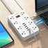 SMNICE 10 8 6USB(1 Power Strip Surge Protector, Flat Plug Long Extension Cord Ft with Widely Spaced Outlets USB C)