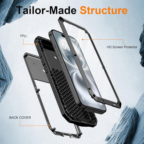 Mangix 17 17 for iPhone Metal Case,Tempered Glass Luxury Aluminum Alloy Protective Military Bumper Heavy Duty Cover