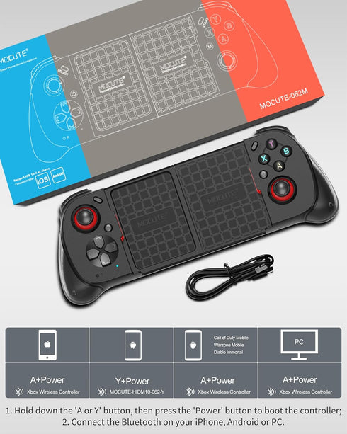 Joso Wireless Mobile Gaming Controller for iPhone/Android, Supports Phone Case, Play Call of Duty, Genshin Impact