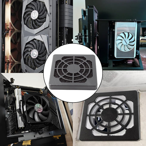 Adyoney 4 50mm Pcs Black Square Plastic Cooling Fan Filter Cover, Dust Screen for Filter Fan Chassis, for PC Computer