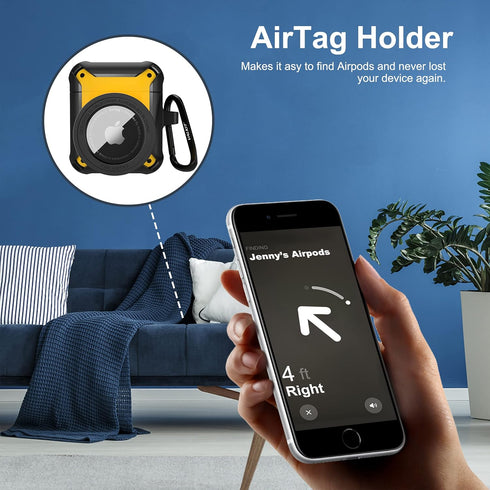 Valkit Compatible with Airpods Case | 2 in 1 Rugged Protective Shockproof Case for Air Pods 1/2 Gen 2021, Black/Yellow