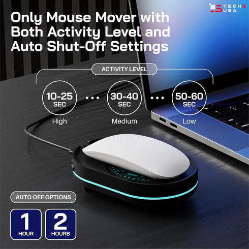 TECH8 USA Mouse Mover Device - Undetectable Jiggler for Laptops & PC, No Software, Random Movement, Patented - 3D