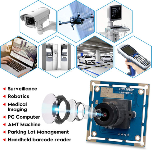 SVPRO 1080P 2.1mm 2MP OV2710 CMOS 30fps/720P 60fps/VGA 100fps HD USB Camera Module with Lens, Board Camera, High Frame