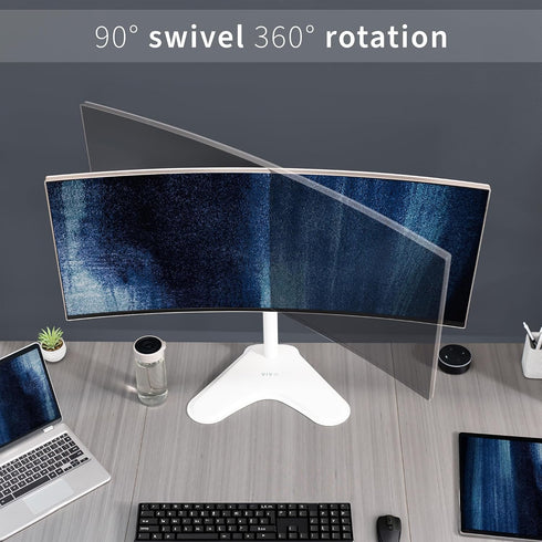 VIVO Single Monitor Desk Stand, Holds Screens up to 32 inch Regular and 38 inch Ultrawide, Adjustable Height, White,