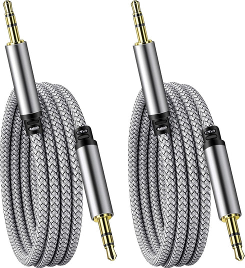 SAISN 3.5mm Audio Aux Cable - 2 Pack 3ft Nylon Braided Hi-Fi Stereo