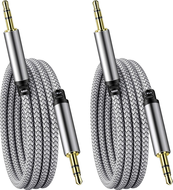 SAISN 3.5mm Audio Aux Cable - 2 Pack 3ft Nylon Braided Hi-Fi Stereo