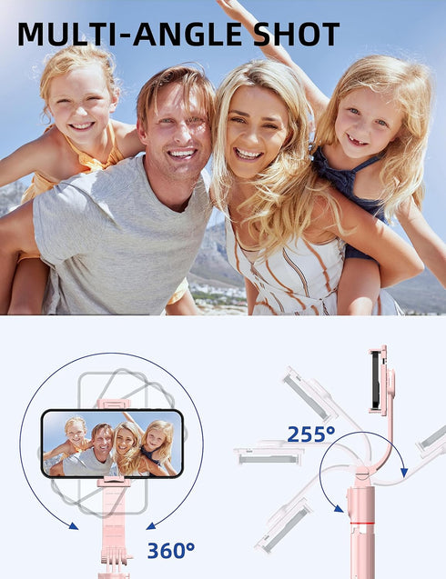 SelfieShow 41'' 360Rotate Tripod for Phone, Extendable Selfie Stick with Wireless Remote, Aluminum Cell Phone Tripod