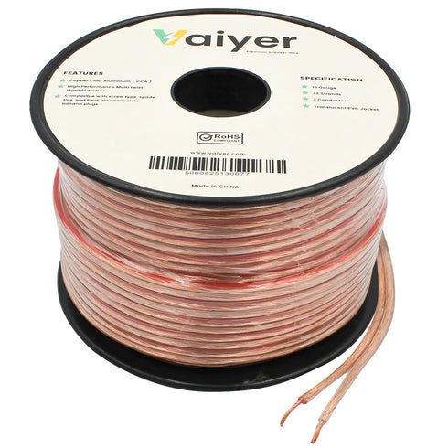 Vaiyer 16 Gauge Speaker Wire Cable - 250 ft 1.3 mm CCA High-Performance Stereo Cable for Car, Home Theater, Surround
