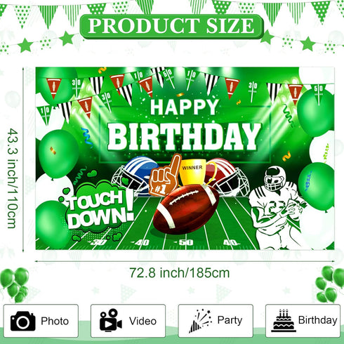 Football Birthday Party Decorations, Super Game Backdrop Banner for Football Bowl Theme Party Supplies