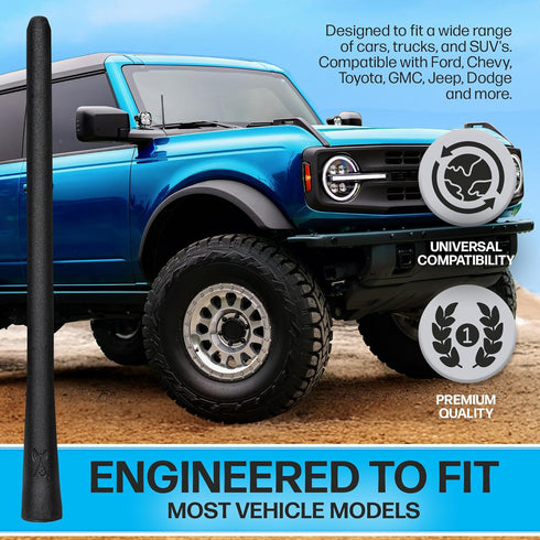 Votex 8" A194 Universal Short Rubber Black Antenna Kit - Flexible, Durable, Enhanced Signal Reception, Copper Coil