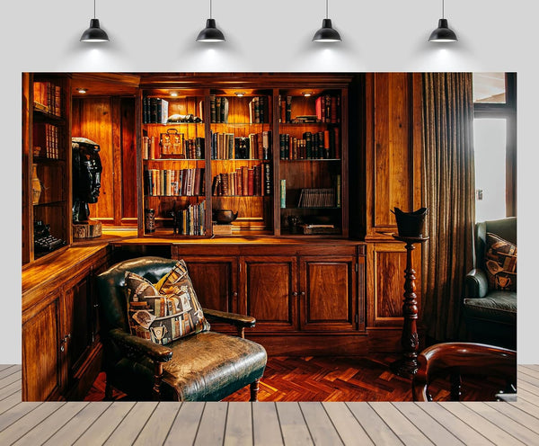 CHNYWORK 5ftx3ft Vintage Luxury Library Bookshelf Backdrop Antique Books Wooden Shelves Reading Room