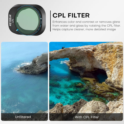 REYGEAK ND CPL Filters Set for DJI Mini 4 Pro, 4 Pack ND8 ND64 ND256 CPL Polarizer, Multi-Coated HD Optical Glass