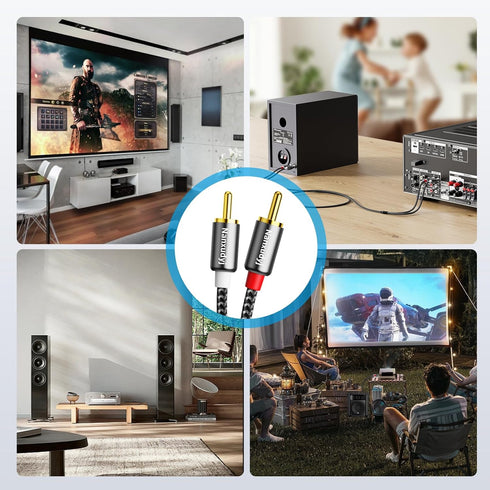RCA Cable 6ft, 2RCA to 2RCA Audio Stereo Cable, Male to Male Gold Plated for Home Theater System