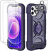 iPhone 12/iPhone 12 Pro Case 6.1" - Heavy-Duty Rugged Cover with Ring Stand + 2 Glass Screen & Camera Lens Protectors.