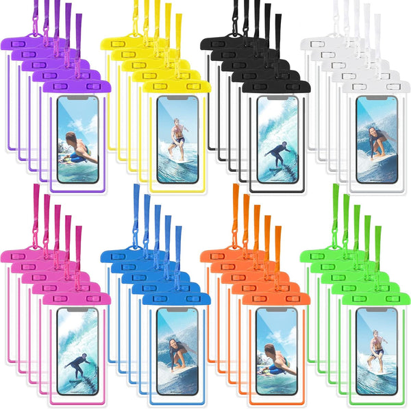 40 Pack Universal Waterproof Phone Pouch Multicolor Dry Bag with Phone Lanyard, Waterproof Phone Holder for Outdoor