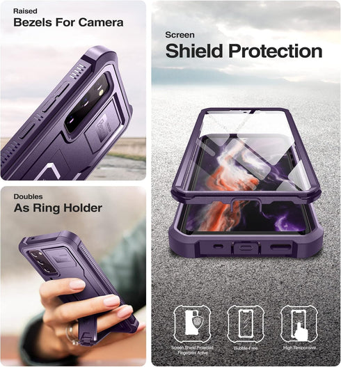 Dexnor Samsung Galaxy S20 FE Case, Built-in Screen Protector and Kickstand, Heavy Duty Military Grade Protection,