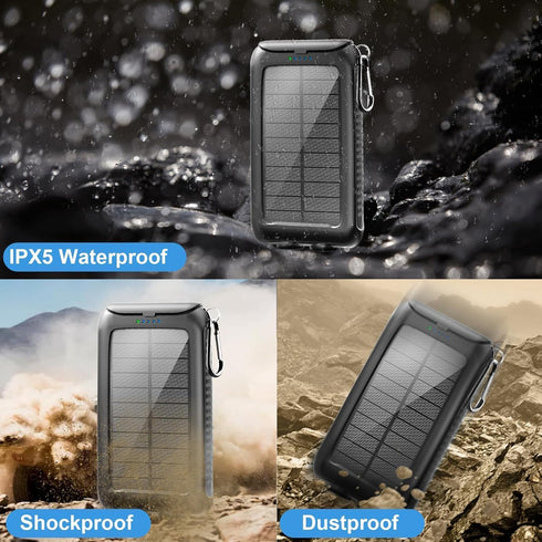 Kepswin Solar-Charger-Power-Bank-49800mAh Flashlight/15W Pack Portable Solar Phone Charger with LED Fast Charge USB C