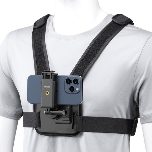 ULANZI CM028 Adjustable Chest Mount Harness with Vertical/Horizontal Switching for GoPro DJI Insta360 Action Cameras -