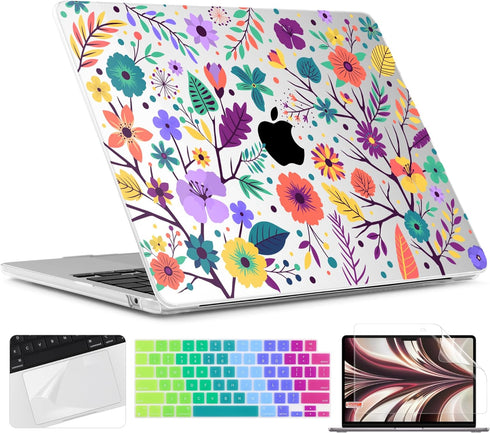 TWOLSKOO Clear Plastic Hard Shell Case for M3 MacBook Air 13.6 inch 2024 2023 2022 A3113 A2681 M2
