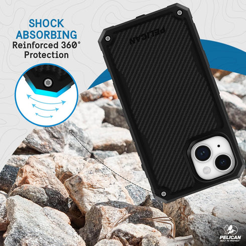 Pelican Shield Series iPhone 15 Case 6.1", 21ft Military Grade Drop Protection, Rugged Magnetic Charging Cover, Black