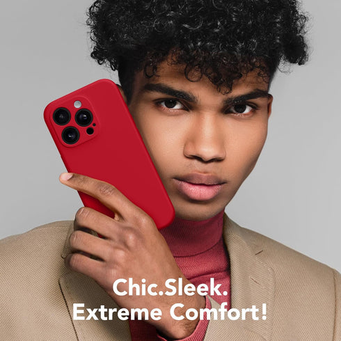 iPhone 15 Pro Max Case, Deep Red Silicone, MagSafe Compatible, Shockproof, Full Camera Protection, Includes 2 Screen