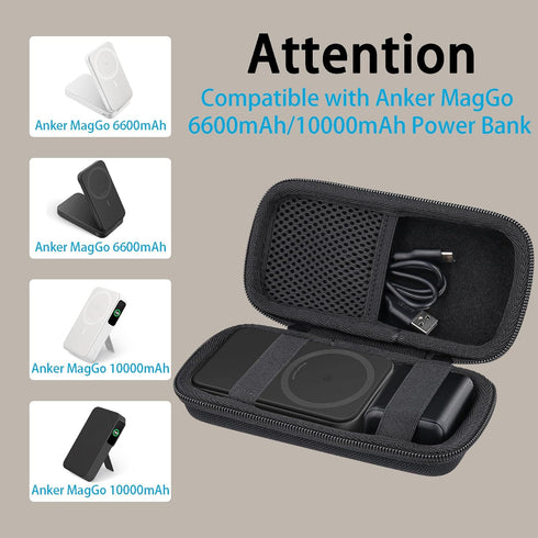 khanka Hard Travel Case for Anker MagGo 6600mAh/10000mAh Power Bank, Qi2 Certified Portable Charger (Black)