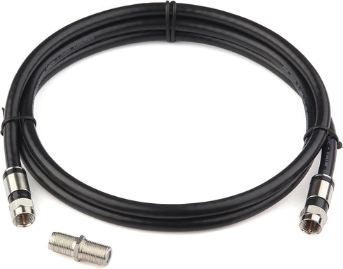 GTOTd Coaxial Cable (3 Feet) with RG6 Connector and F-Type Extension Adapter, Black Coax Satellite TV 75 Ohm